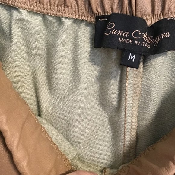 LUNA Allegra Tan Italian Faux Leather Joggers With Pockets - Picture 8 of 11